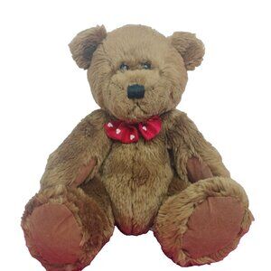 Pro Flowers Teddy Bear Plush Brown Red Bowtie Sitting Stuffed Animal Soft Toy 7”